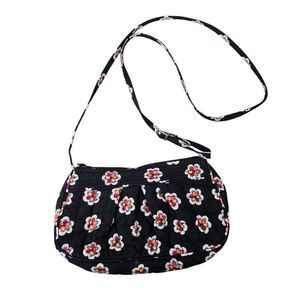 Vera‎ Bradley Women's Black Lining Red Flowers Festival Quilted Crossbody Bag